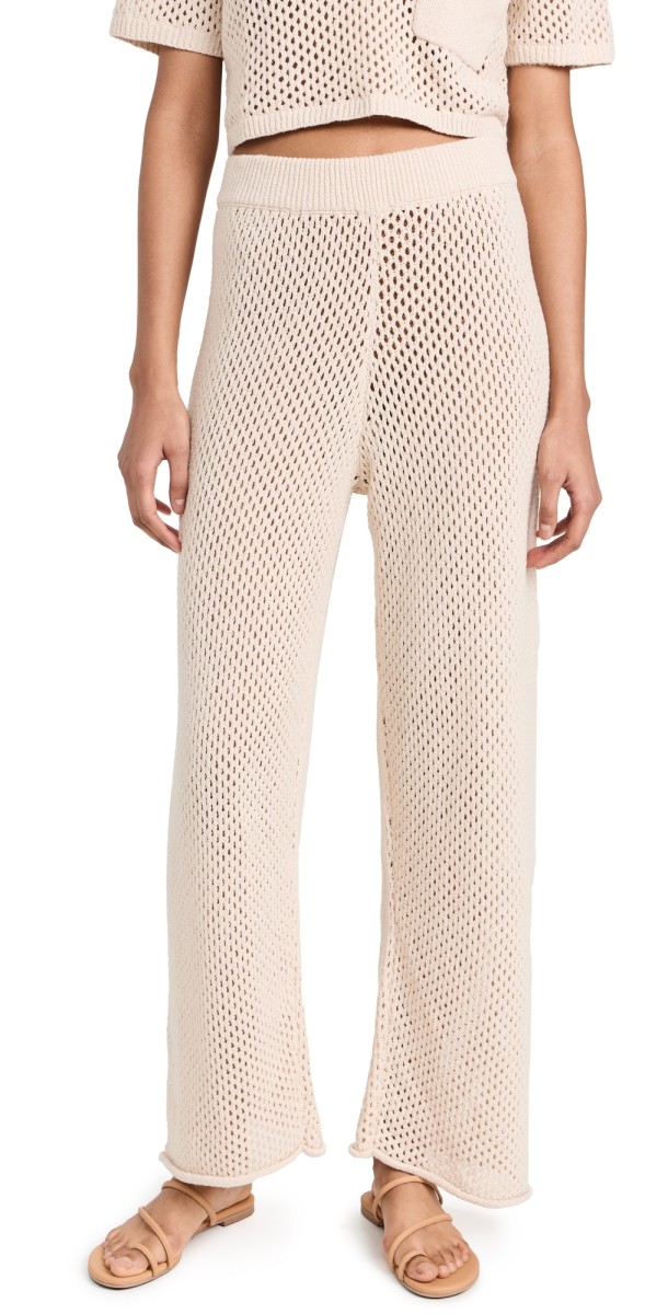 Onia Crochet Knit Wideeg Pants Sandshell