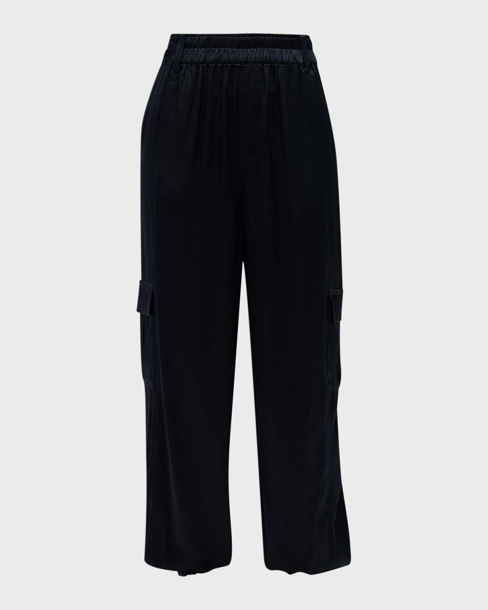 Satin Cropped Cargo Joggers