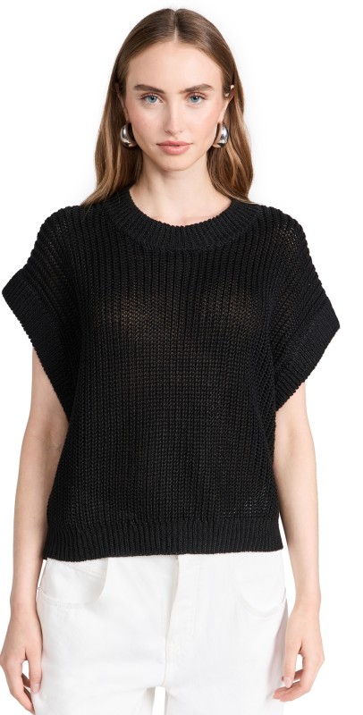 Apiece Apart Oliva Linen Vest Black