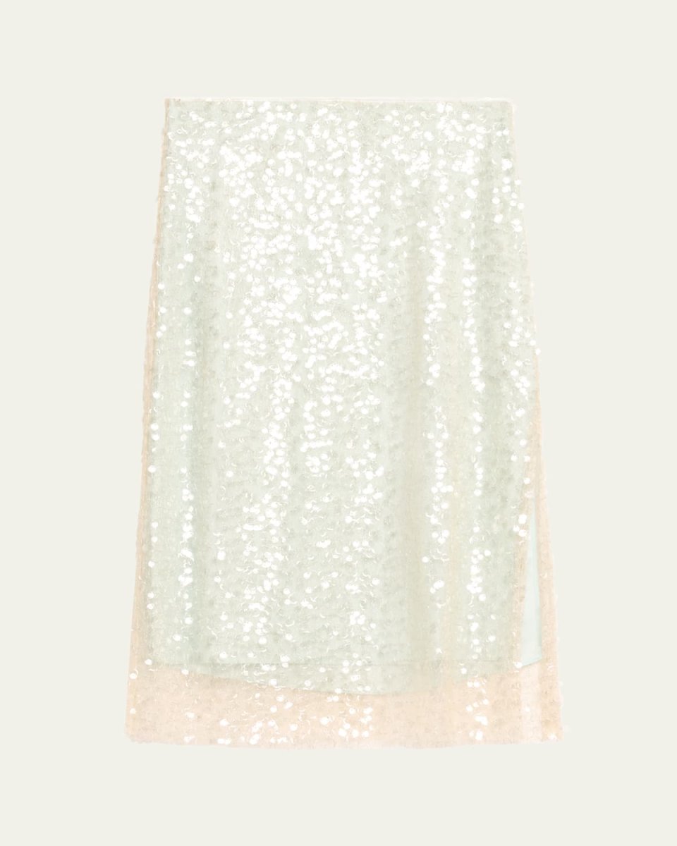 Sequined Overlay Midi Skirt