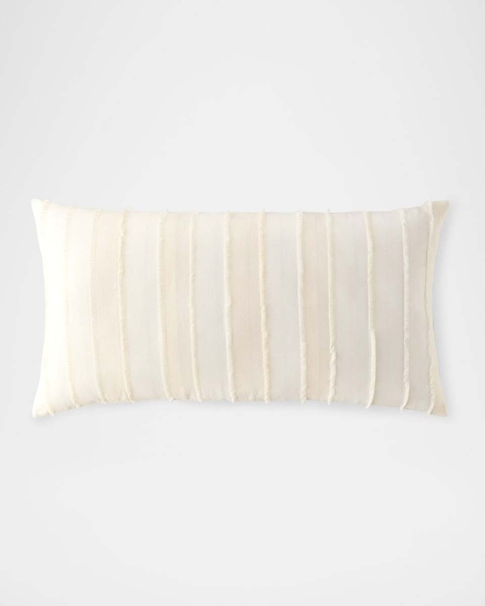 Fringed White Bolster Pillow, 17" x 32"