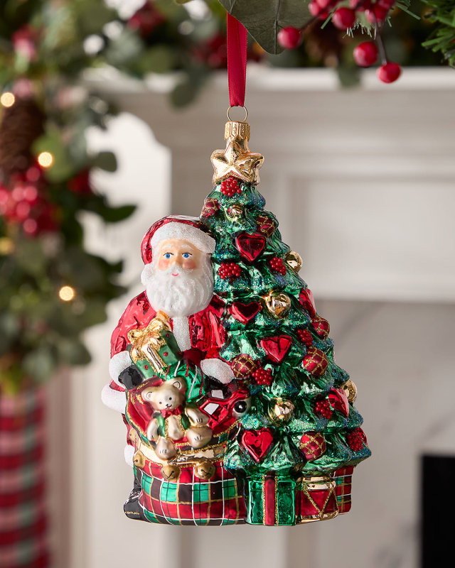 Santa Leaving Gifts Under The Tree Christmas Ornament