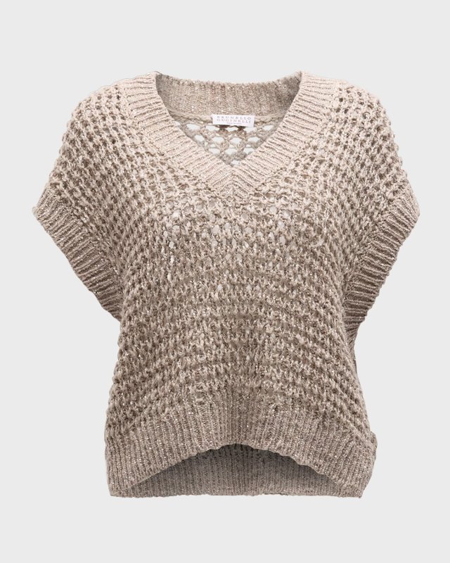 Silk Linen Diamond Net Knit Sweat