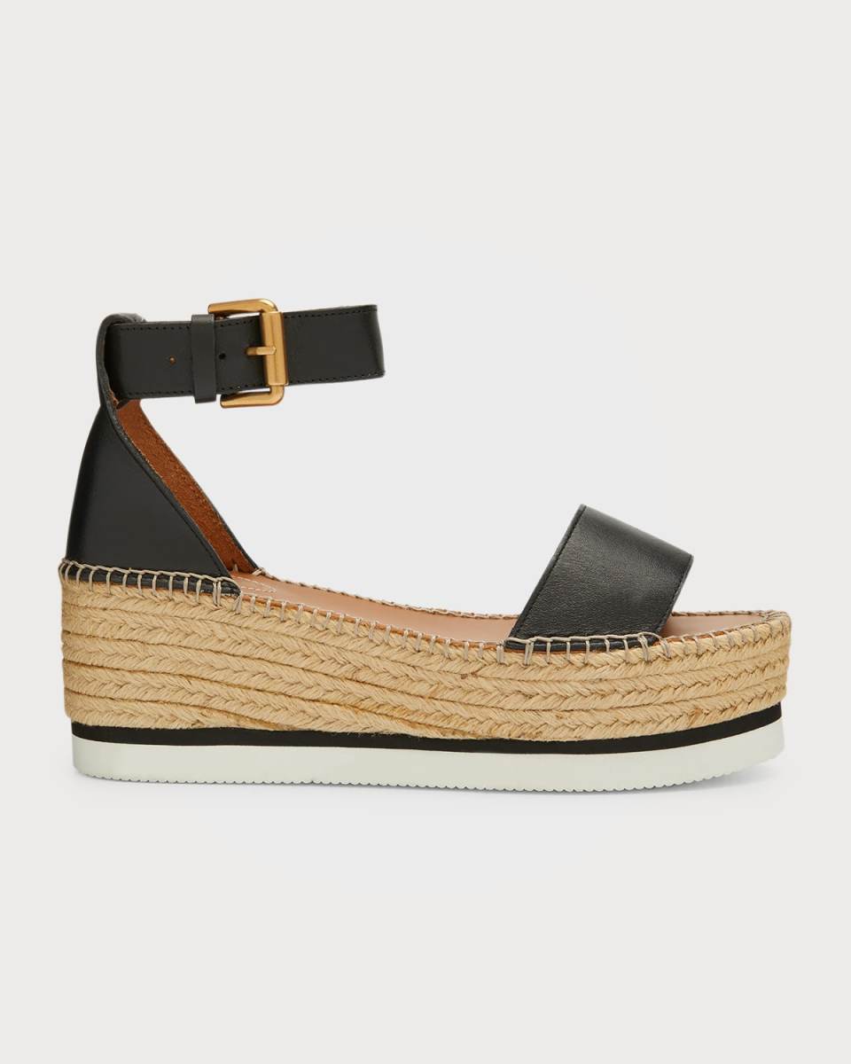 Glyn Leather Flatform Espadrille Sandals