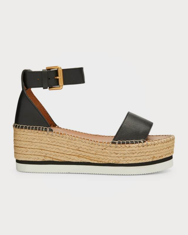 Glyn Leather Flatform Espadrille Sandals