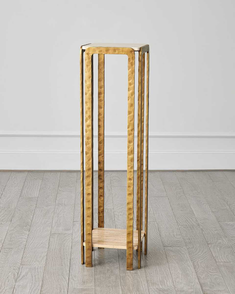 Kraft Iron & Travertine Pedestal