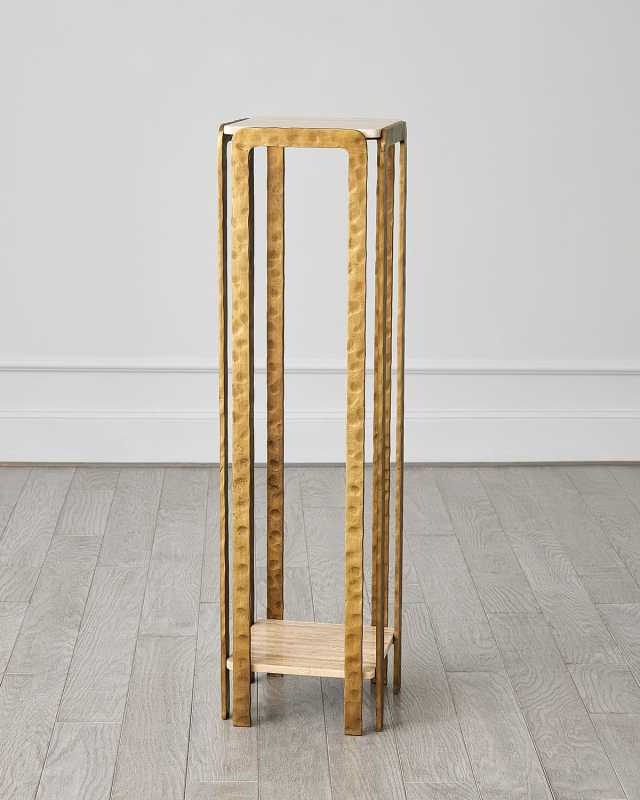 Kraft Iron & Travertine Pedestal