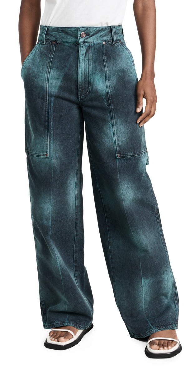 Stella McCartney Tie Dye Workwear Wide Jeans Aquanmarine Tie Dye Denim