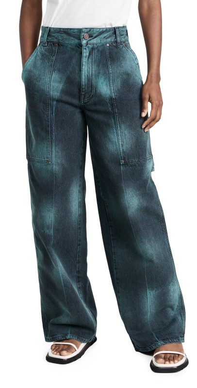 Stella McCartney Tie Dye Workwear Wide Jeans Aquanmarine Tie Dye Denim