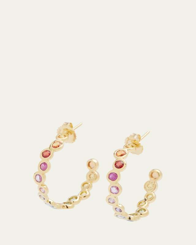 18K Starlet Huggie Earrings with Rainbow Sapphires
