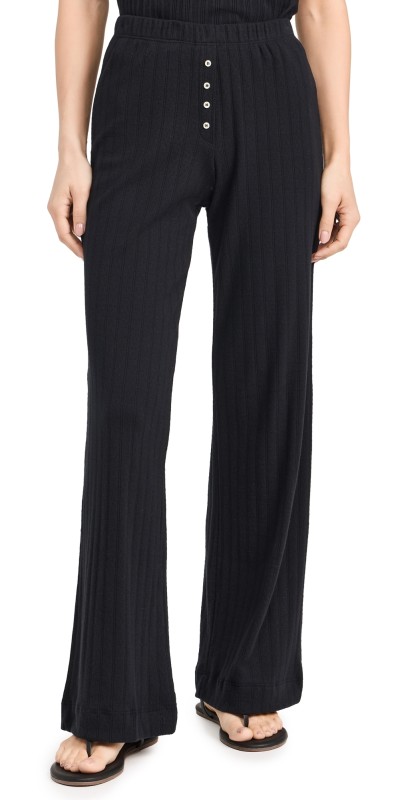 Leset Pointelle Boxer Pants Black