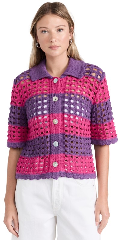 Little Lies Violet Crochet Top Pink/Purple