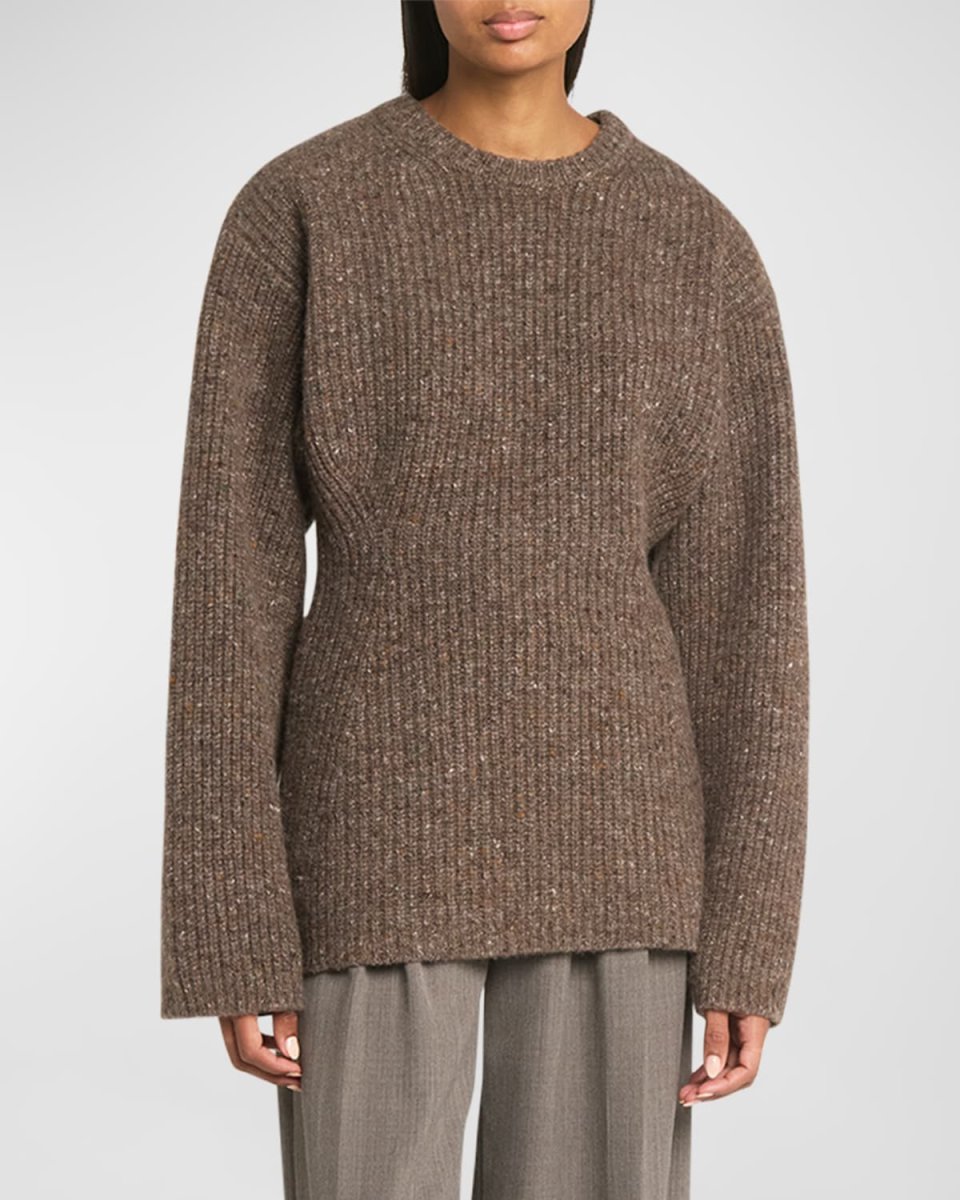 Ribbed Wool-Cashmere Crewneck Sweater