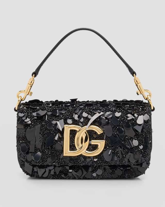 DG Logo Sequined Top-Handle Bag