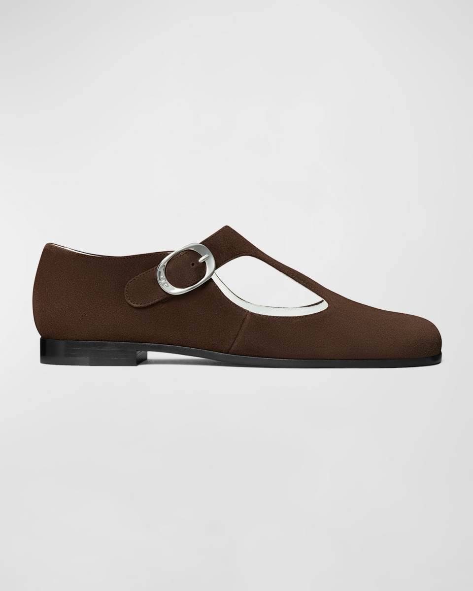 Violet Suede Mary Jane Ballerina Loafers