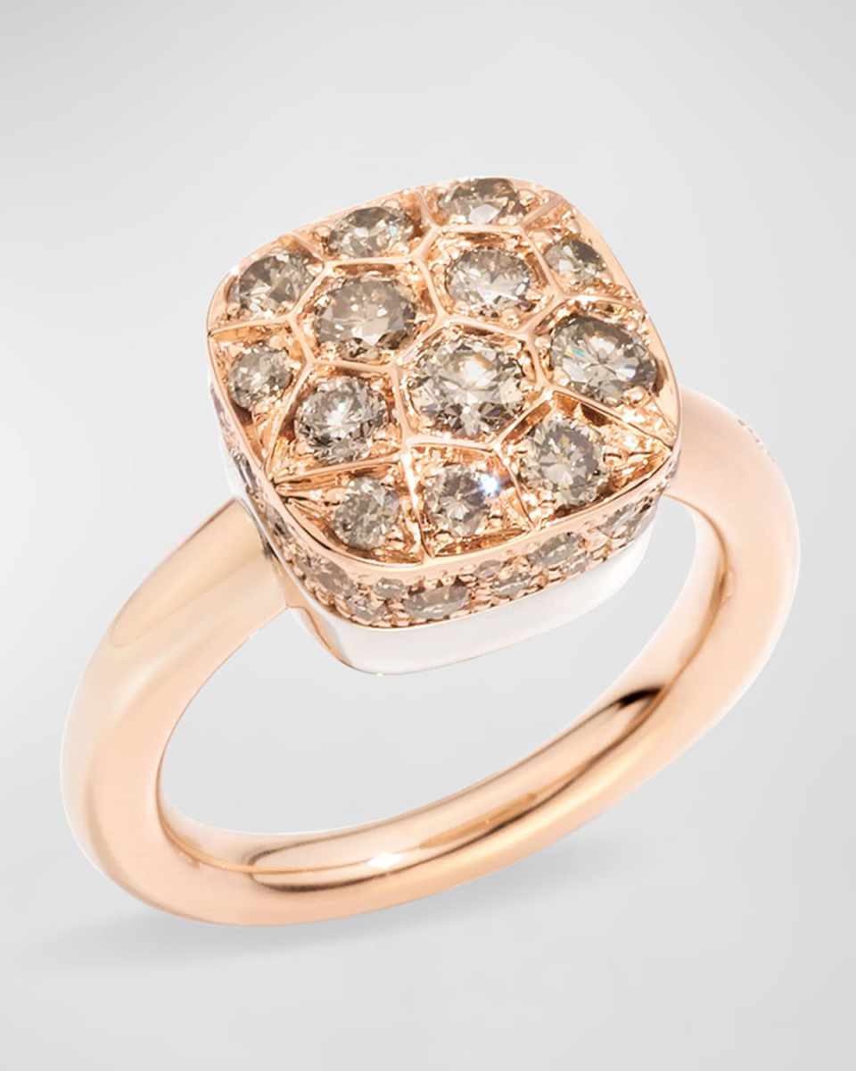 Nudo Maxi 18K White & Rose Gold Solitaire Ring with Brown Diamonds