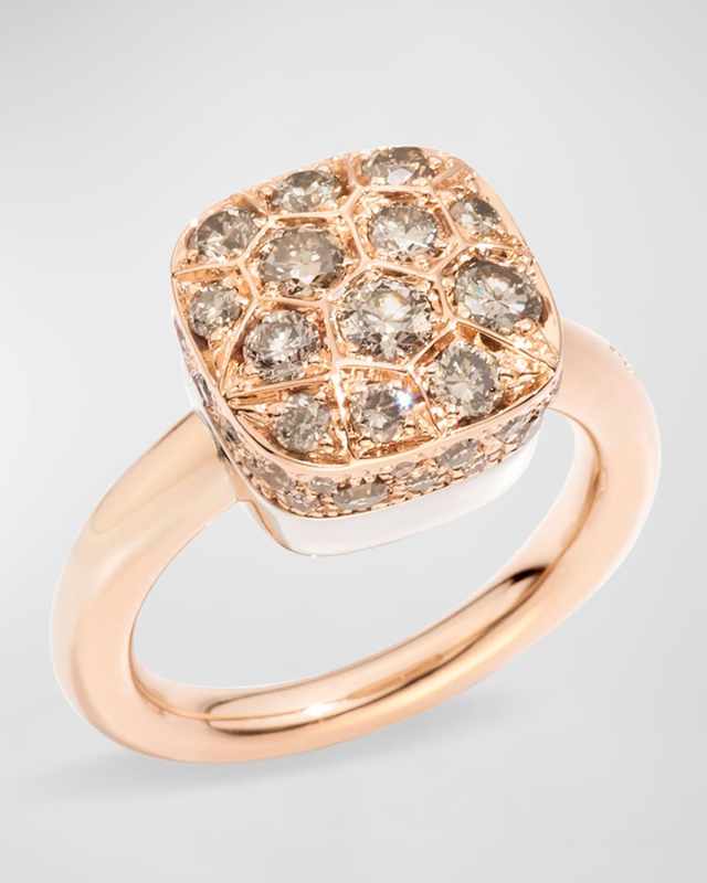 Nudo Maxi 18K White & Rose Gold Solitaire Ring with Brown Diamonds