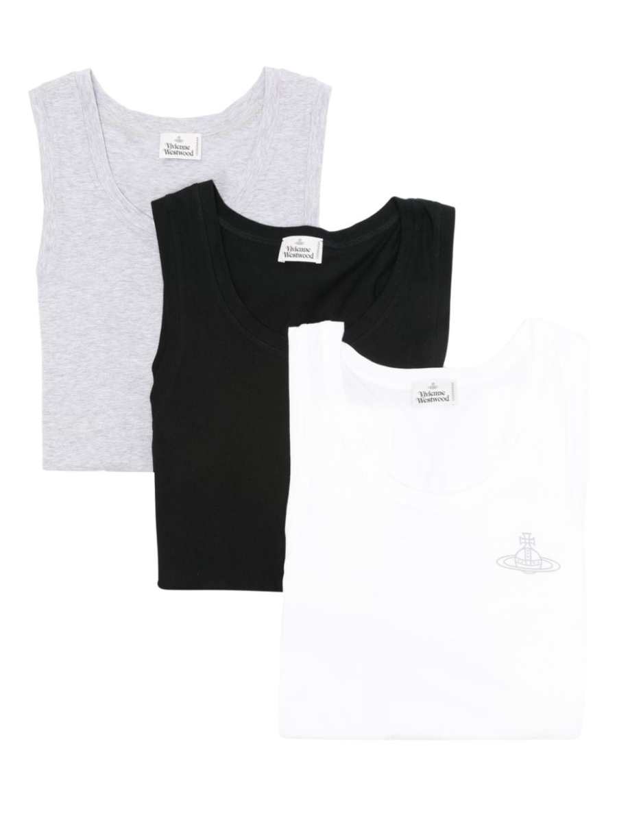 Orb-print cotton tank top (set of three)