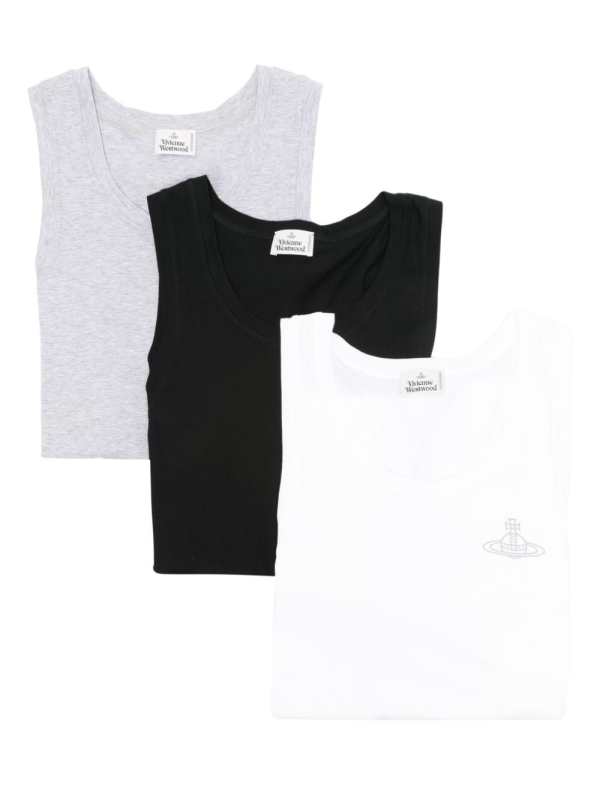 Orb-print cotton tank top (set of three)