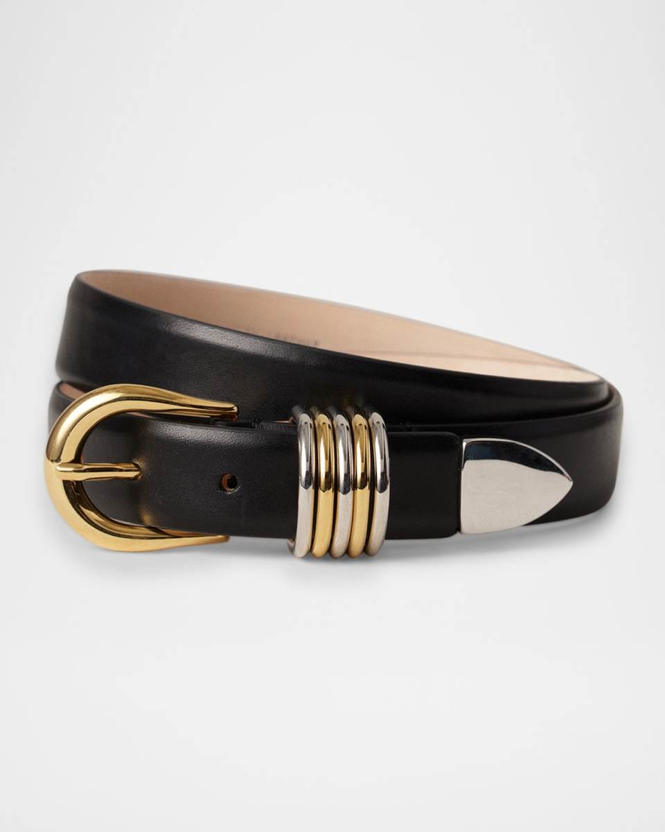 Hollyhock Mix Metal Leather Belt