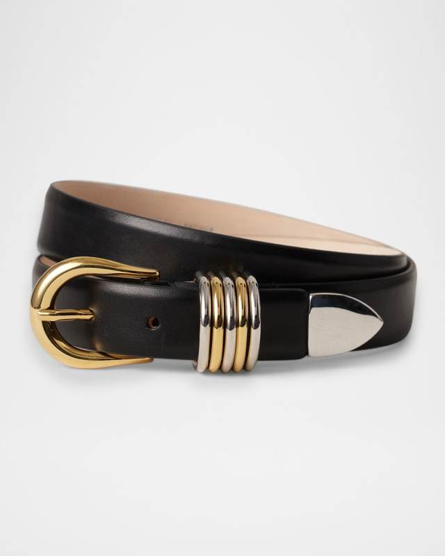 Hollyhock Mix Metal Leather Belt