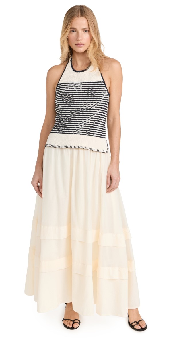 Tanya Taylor Miller Dress Maritime Blue/Cream