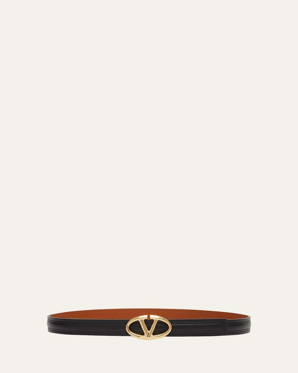 Moonlight Gold V-Logo Leather Belt