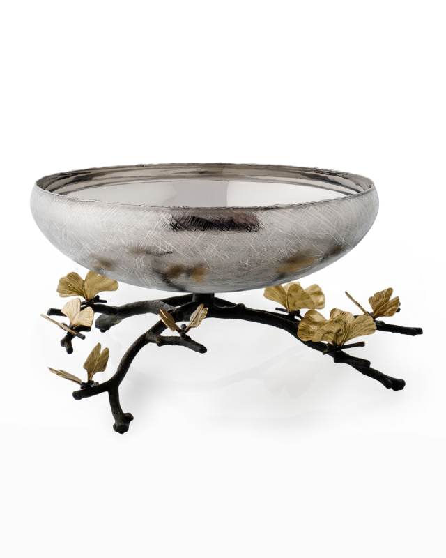 Butterfly Ginkgo Footed Centerpiece Bowl
