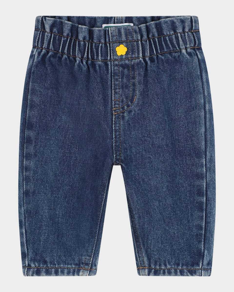 Girl's Embroidered Logo Badge Denim Trousers, Size 12M-3
