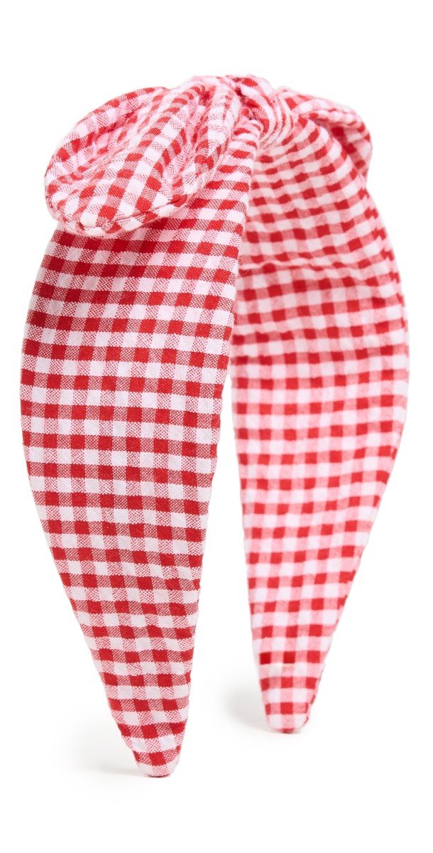 Loeffler Randall Meadow Wide Bow Knot Headband Red Gingham