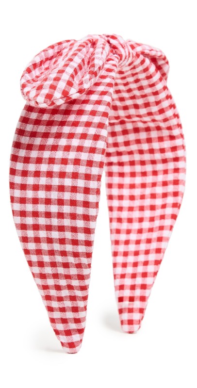 Loeffler Randall Meadow Wide Bow Knot Headband Red Gingham