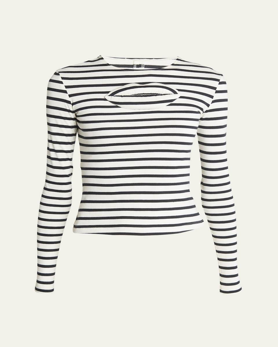 Fitted Stripe Top with Cut-Out