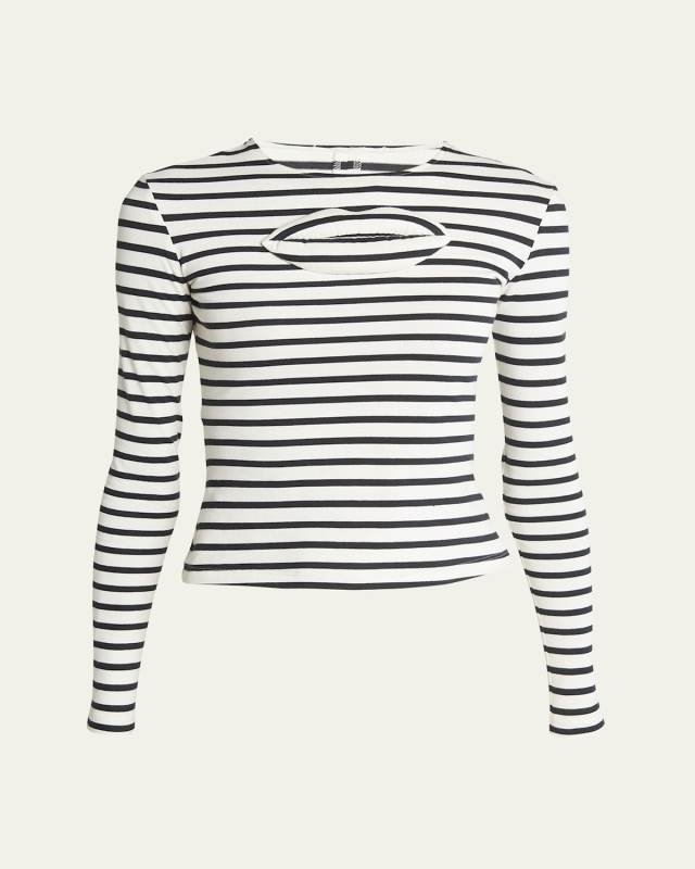 Fitted Stripe Top with Cut-Out