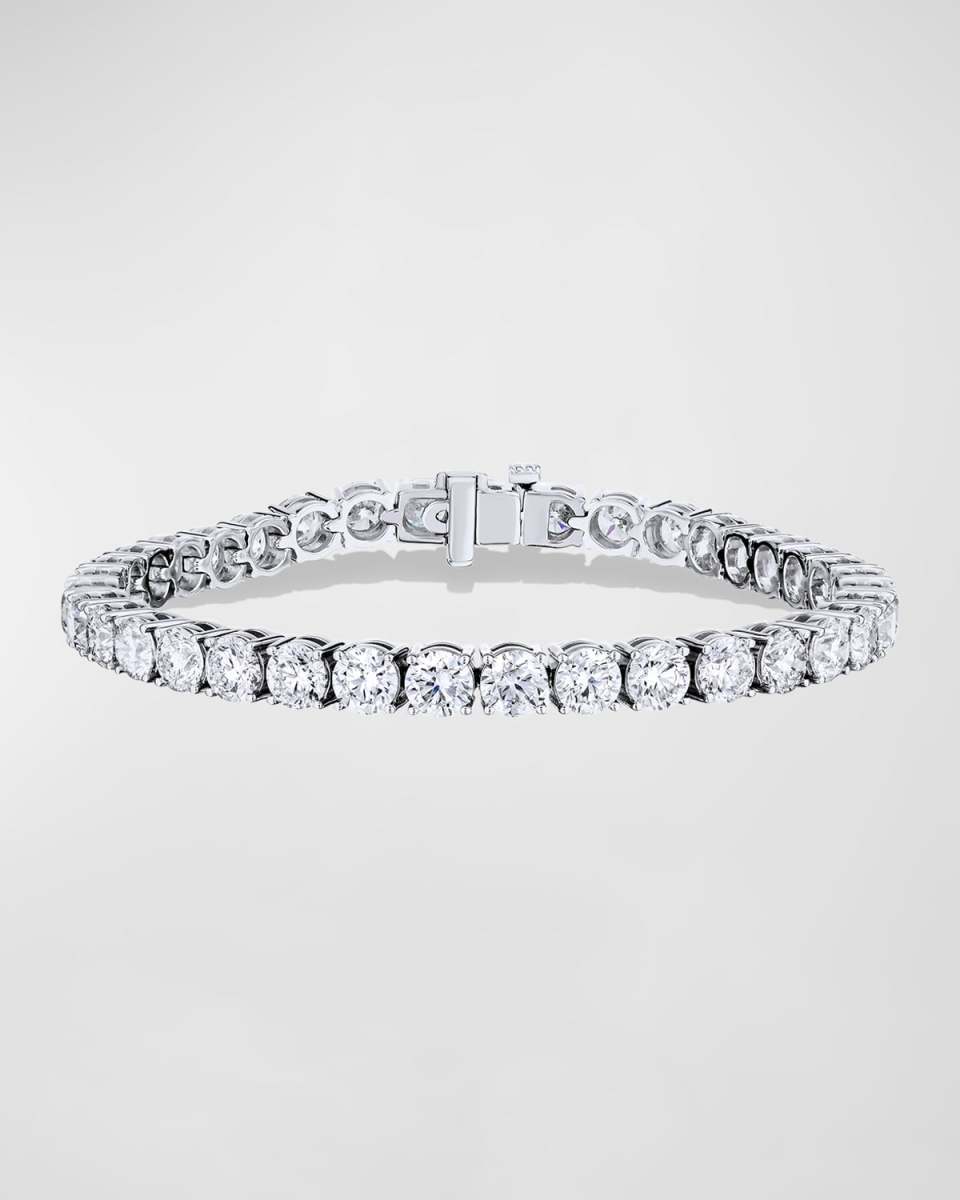 18K White Gold Round Prong Set Diamond Tennis Bracelet