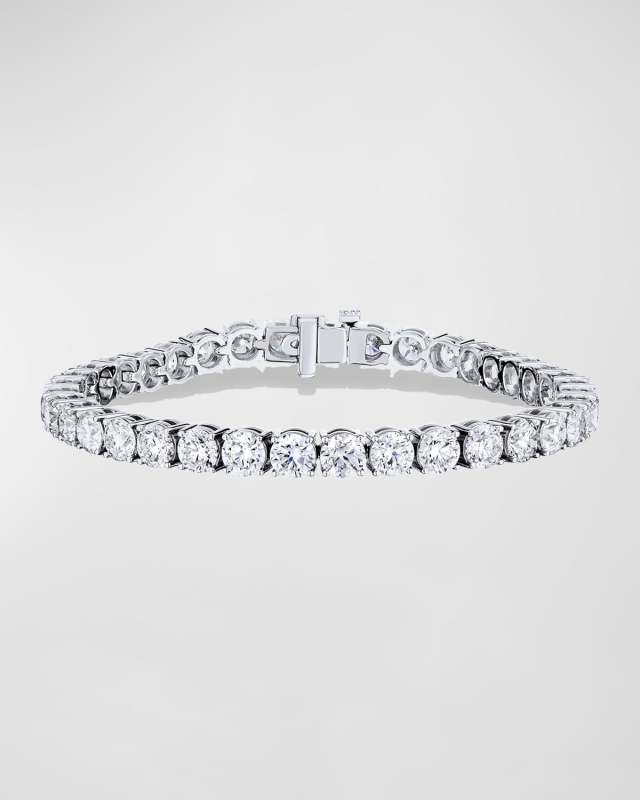 18K White Gold Round Prong Set Diamond Tennis Bracelet