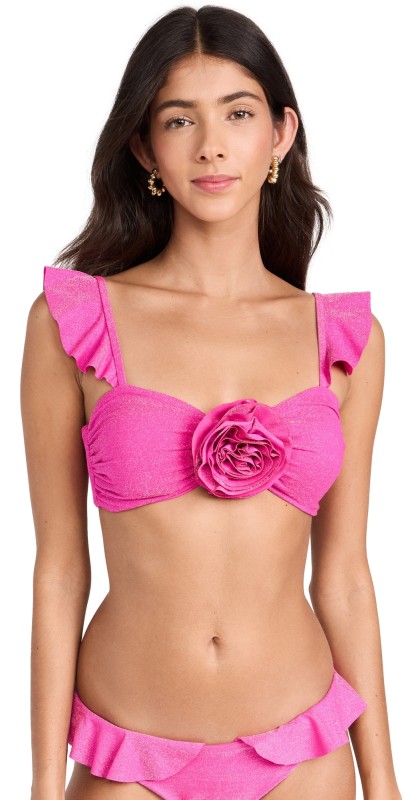 Beach Riot Poppy Bikini Top Fuchsia Peony