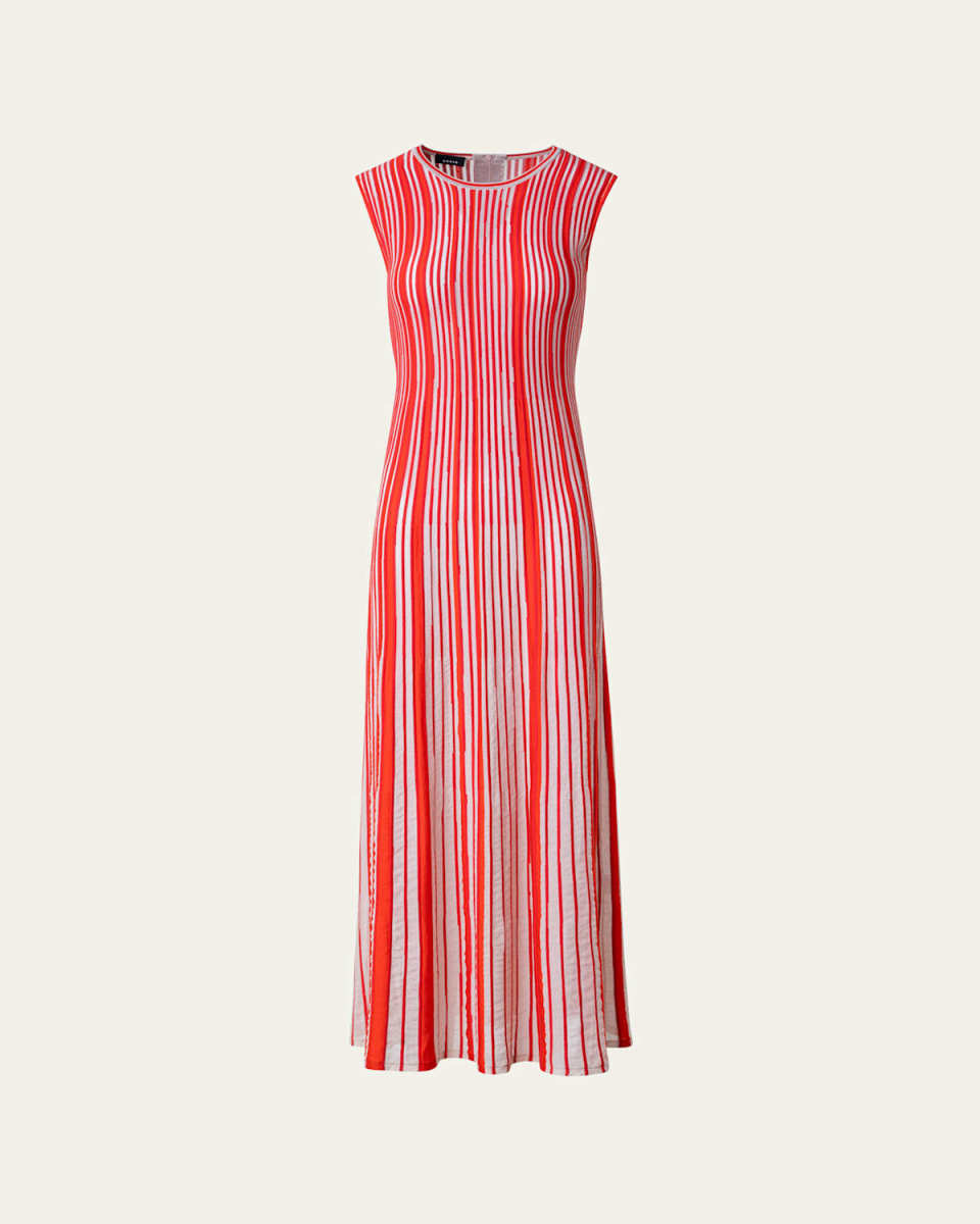 Jacquard Asagao Stripes Knit Midi Dress