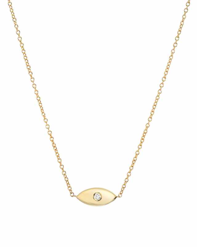 14k Gold 1-Diamond Evil Eye Necklace