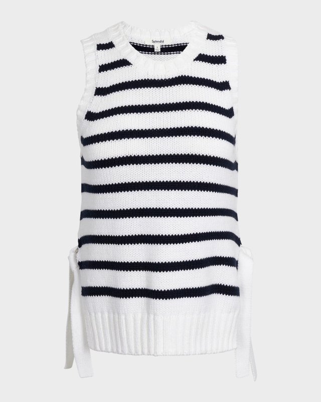 Zoey Striped Tie Sweater Tank Top