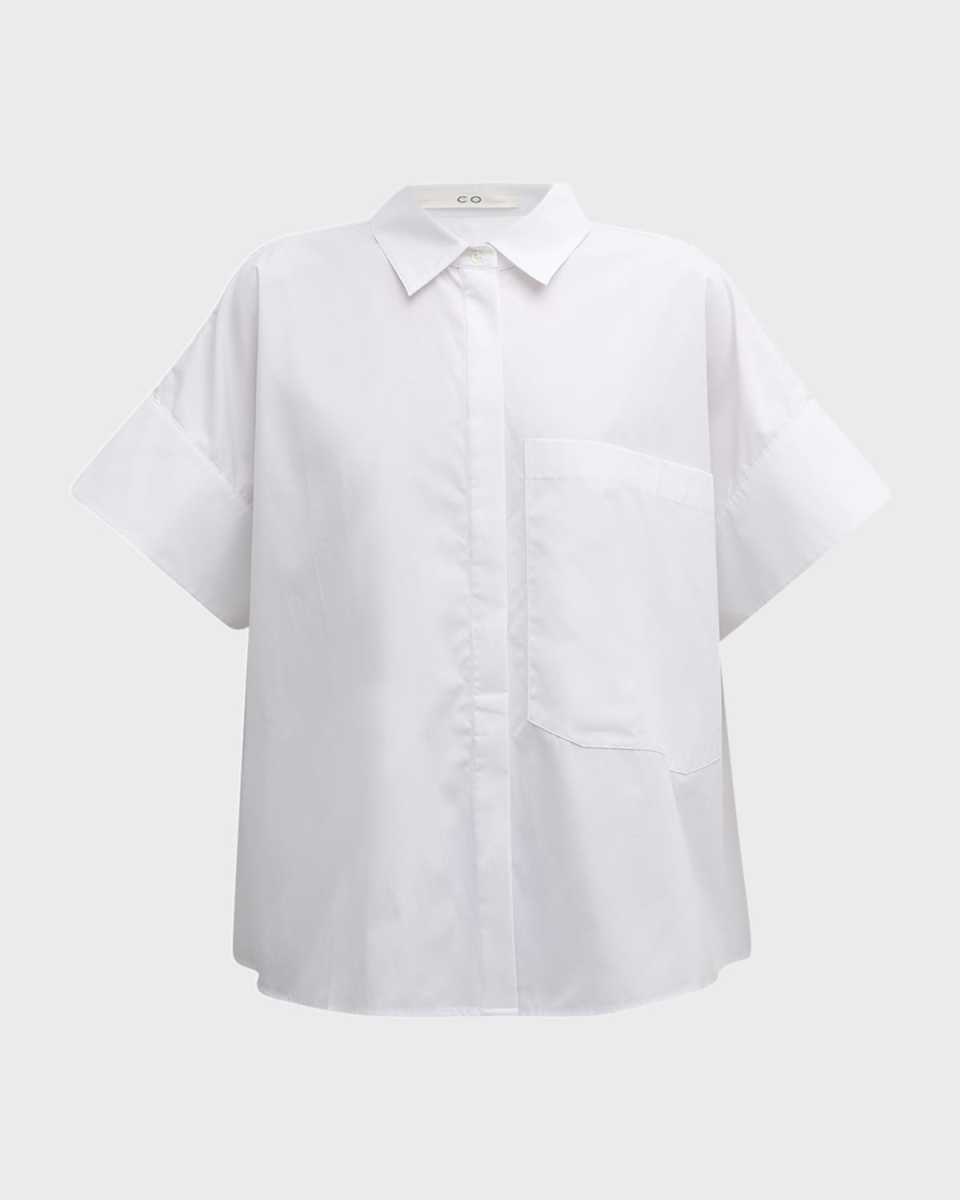 Boxy Short-Sleeve Collared Shirt