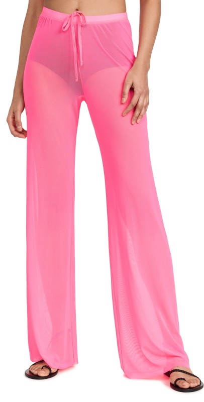 Good American Mesh Wide Leg Pants Knockout Pink001
