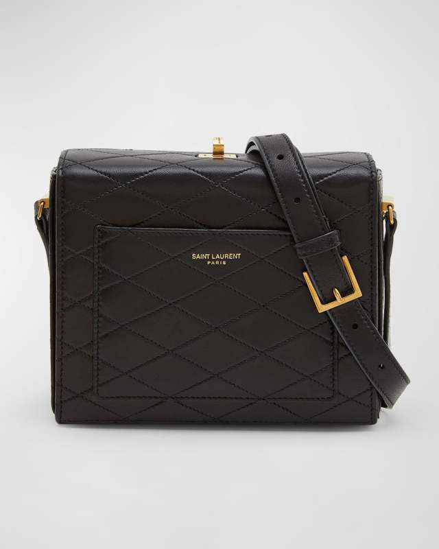 Mini Square Crossbody Bag in Quilted Leather