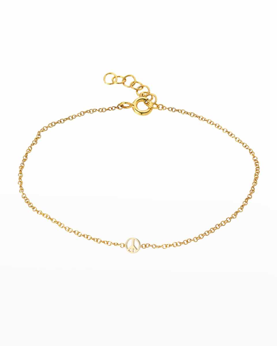 14K Gold Tiny Peace Bracelet