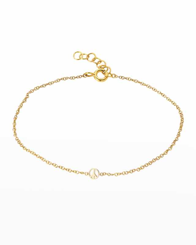 14K Gold Tiny Peace Bracelet