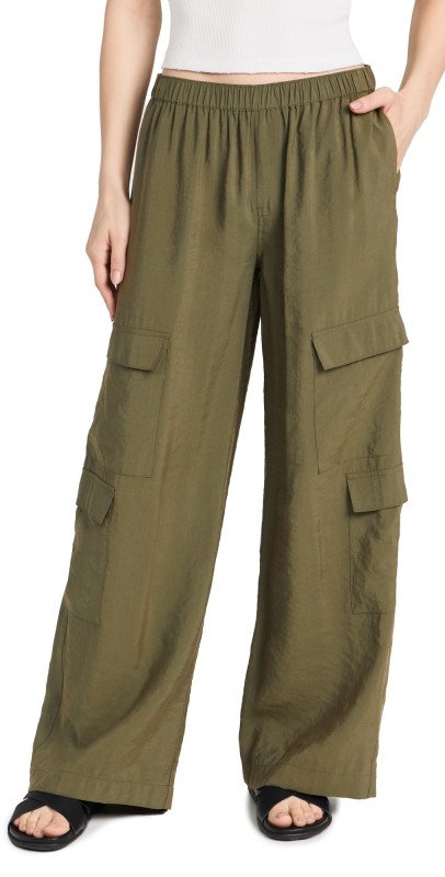 Madewell Pull-On Wide-Leg Cargo Pants Desert Olive