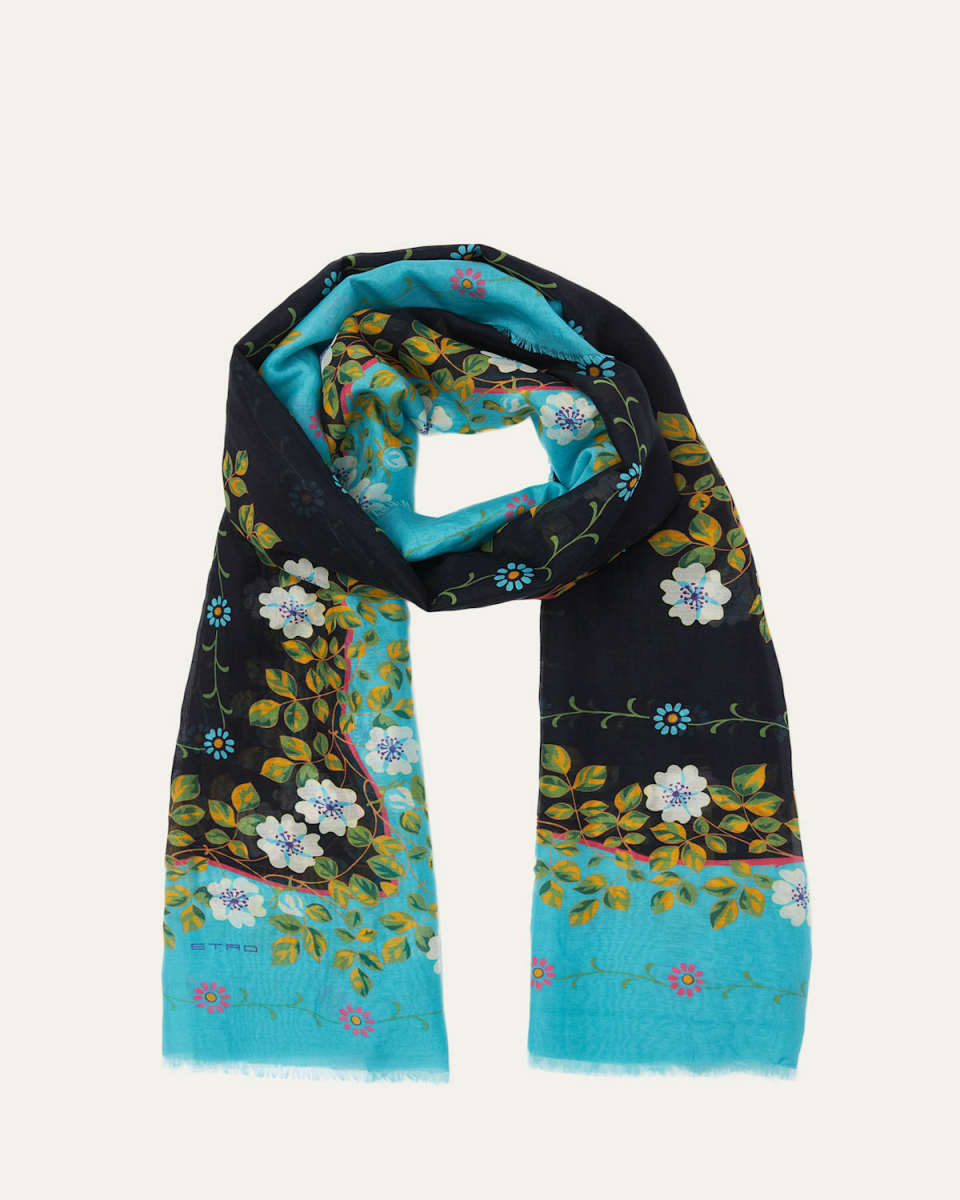 Floral Cotton & Silk Scarf