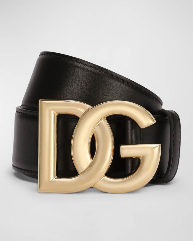 DG Logo Buckle Leather Belt