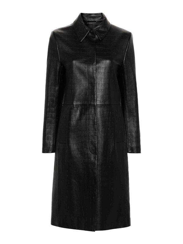 Calvin Klein Manteau En Cuir - Noir