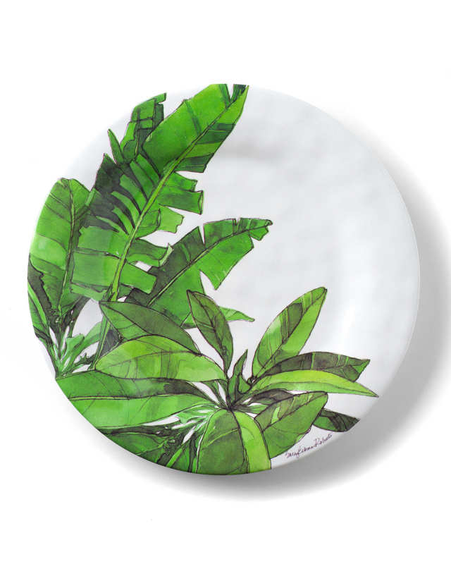 Flamingo Tropics Shatter-Resistant Bamboo Salad Plates, Set of 4