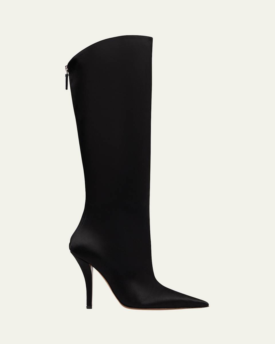 Jessica Silk Stiletto Knee Boots